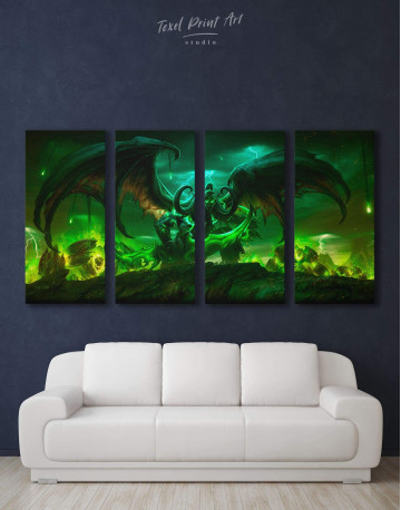 4 Panels Illidan World of Warcraft Canvas Wall Art