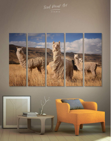 5 Pieces Wild Llamas Canvas Wall Art