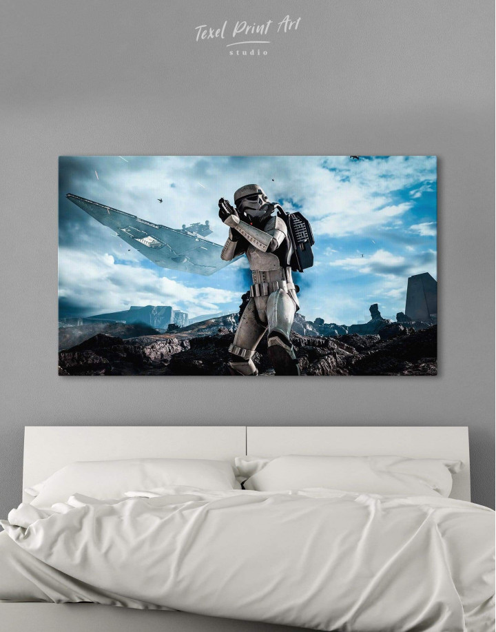 Starwars Characters Stretched Canvas Print Framed Wall Art Kids Decor Painting 