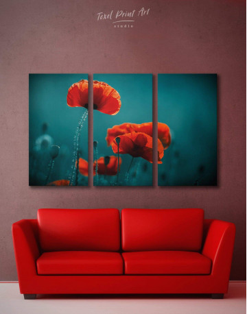 3 Pieces Red Poppy Canvas Wall Art