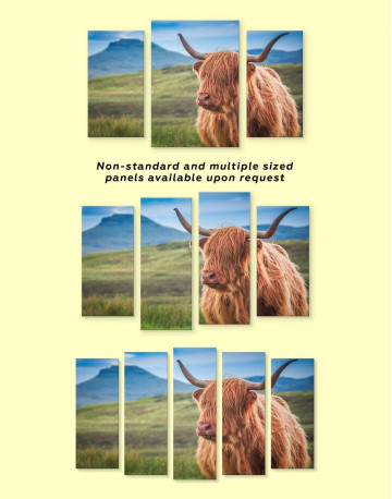 3 Pieces Shaggy Cow Canvas Wall Art - image 3