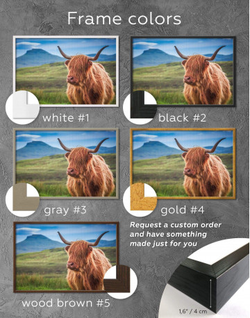 Framed Shaggy Cow Canvas Wall Art - image 3