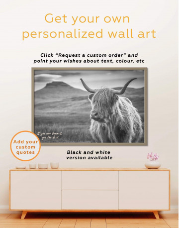 Framed Shaggy Cow Canvas Wall Art - image 1