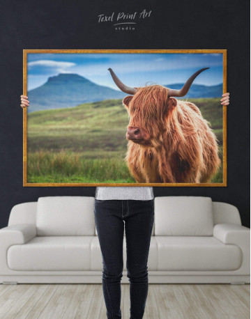 Framed Shaggy Cow Canvas Wall Art - image 4