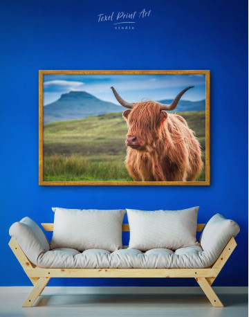 Framed Shaggy Cow Canvas Wall Art