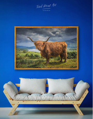 Framed Highland Cow on Pasture Canvas Wall Art - image 5