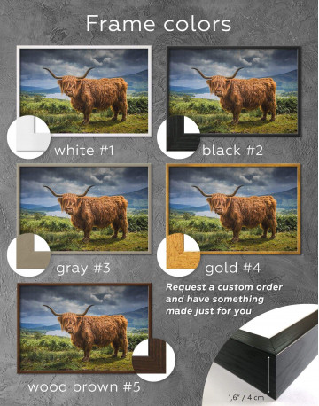 Framed Highland Cow on Pasture Canvas Wall Art - image 3