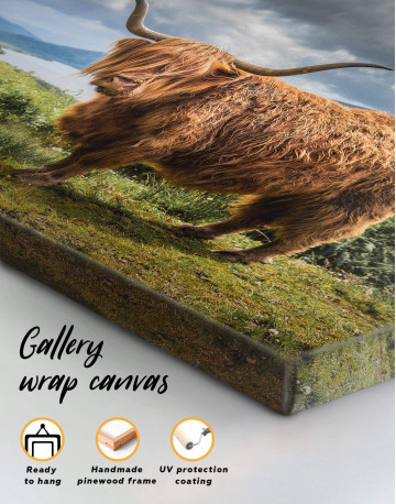 Highland Cow on Pasture Canvas Wall Art - image 3