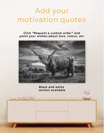 Highland Cow on Pasture Canvas Wall Art - image 1
