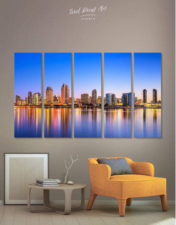 5 Panels San Diego California Canvas Wall Art