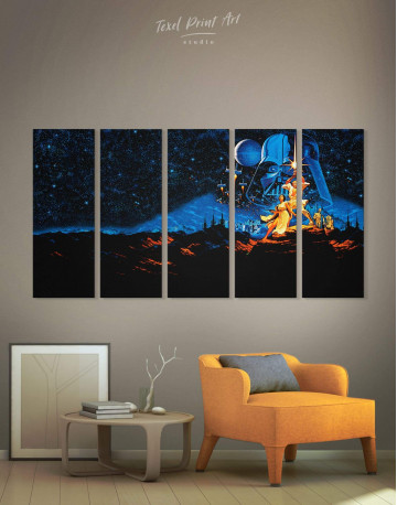 5 Panels Star Wars Luke and Leia Canvas Wall Art