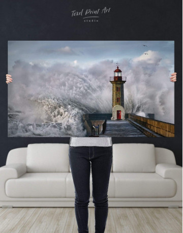 Lighthouse Storm Canvas Wall Art - image 5