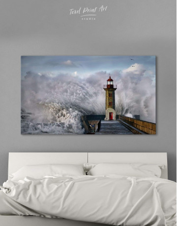 Lighthouse Storm Canvas Wall Art