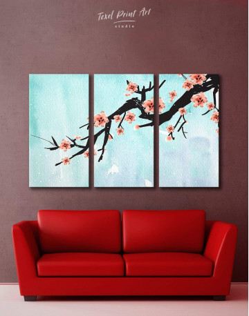 3 Panels Spring Cherry Blossom Canvas Wall Art