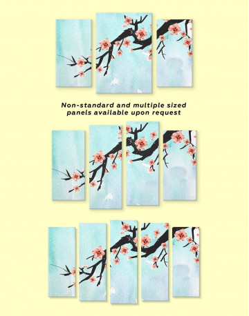 3 Panels Spring Cherry Blossom Canvas Wall Art - image 2