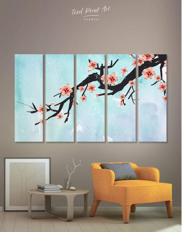 5 Pieces Spring Cherry Blossom Canvas Wall Art