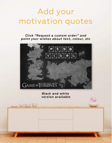 4 Panels Game of Thrones Map with Houses Sigil Canvas Wall Art - image 5