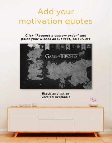 4 Panels Games of Thrones Map with House Flags Canvas Wall Art - image 5