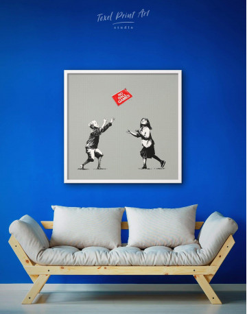 Framed No Ball Games by Banksy Canvas Wall Art - image 1