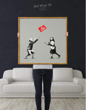 Framed No Ball Games by Banksy Canvas Wall Art - image 2