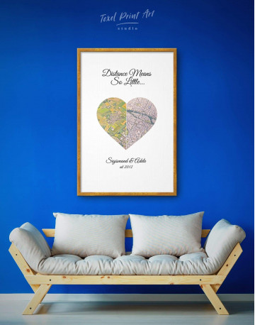 Framed Romantic Map Canvas Wall Art - image 1