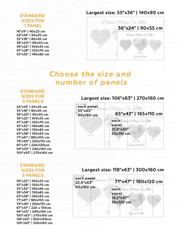 5 Panels Heart Map Canvas Wall Art - image 2