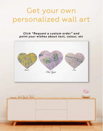 5 Panels Heart Map Canvas Wall Art - image 1