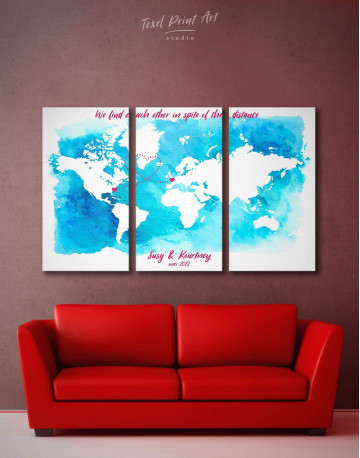 3 Panels Abstract Relationship Map Canvas Wall Art