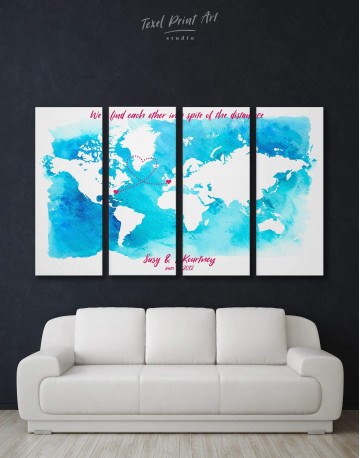 4 Panels Abstract Relationship Map Canvas Wall Art