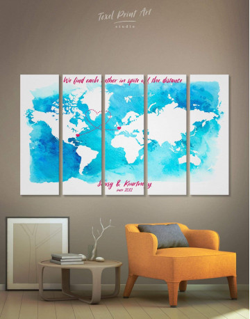 5 Panels Abstract Relationship Map Canvas Wall Art
