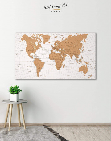 Gold Detailed World Map Canvas Wall Art - image 1
