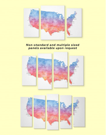 3 Panels Colorful USA Map Canvas Wall Art - image 3