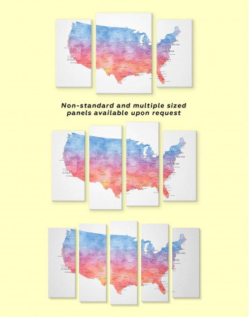 5 Panels Colorful USA Map Canvas Wall Art - image 3