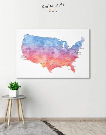 Colorful USA Map Canvas Wall Art