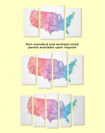 4 Pieces Colorful Travel Map of the USA Canvas Wall Art - image 3