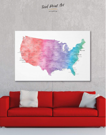 Colorful Travel Map of the USA Canvas Wall Art - image 6