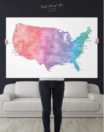 Colorful Travel Map of the USA Canvas Wall Art - image 5