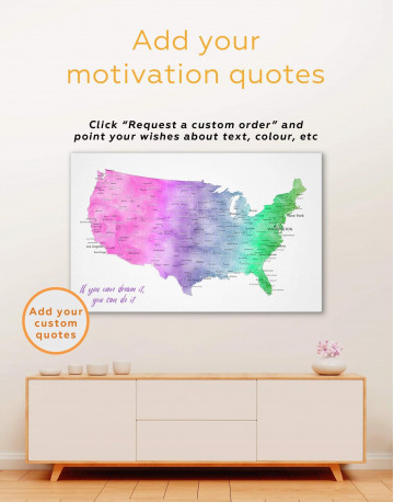Colorful Travel Map of the USA Canvas Wall Art - image 1