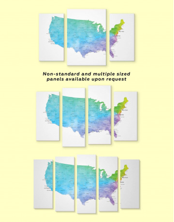 3 Panels Blue USA Map Canvas Wall Art - image 3