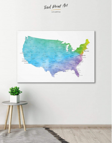 Blue USA Map Canvas Wall Art