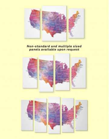 3 Panels USA States Map Canvas Wall Art - image 3