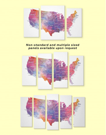 4 Panels USA States Map Canvas Wall Art - image 3