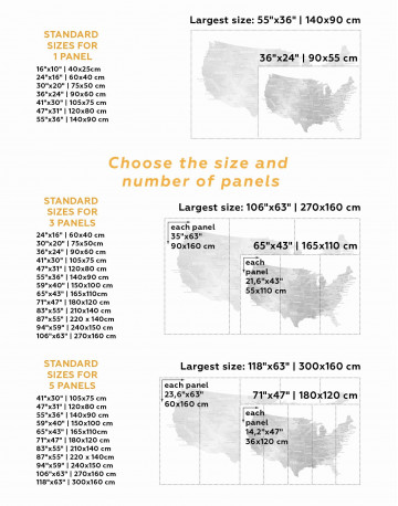 5 Panels USA States Map Canvas Wall Art - image 2