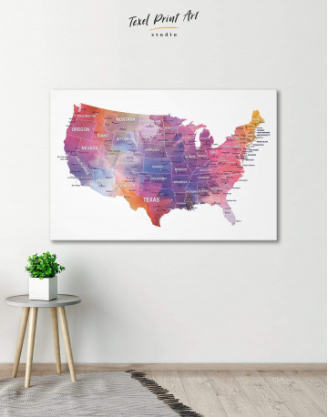 USA States Map Canvas Wall Art