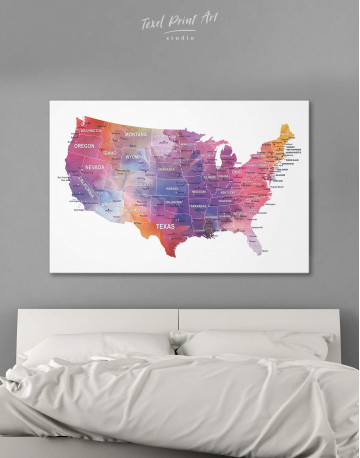 USA States Map Canvas Wall Art - image 1