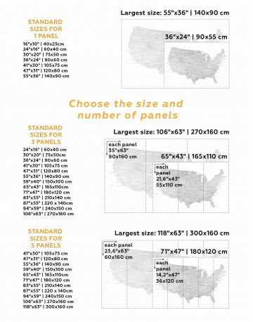 3 Panels USA States Golden Map Canvas Wall Art - image 2