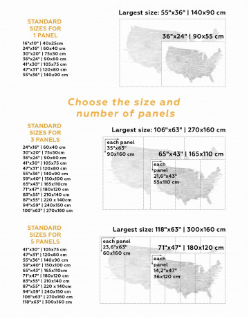 5 Panels USA States Golden Map Canvas Wall Art - image 2