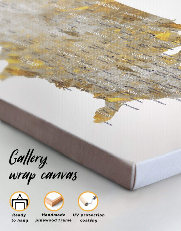 5 Panels USA States Golden Map Canvas Wall Art - image 1