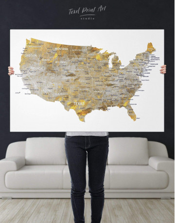 USA States Golden Map Canvas Wall Art - image 3
