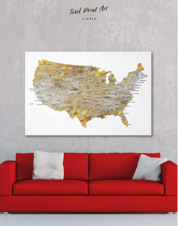 USA States Golden Map Canvas Wall Art - image 2